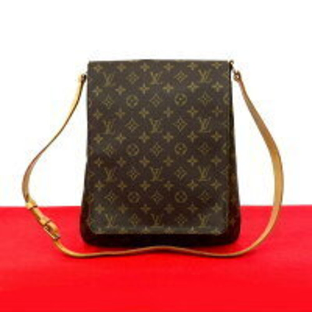 LOUIS VUITTON Musette Leather Shoulder Bag Sacoche Brown